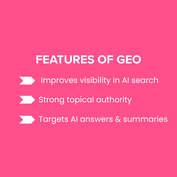 Graphic outlining the features of GEO