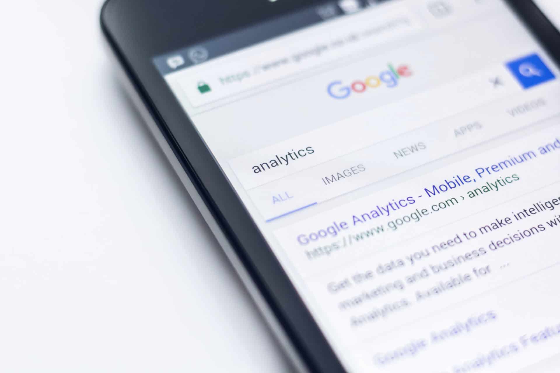 Phone Showing Results For Analytics Search on Google