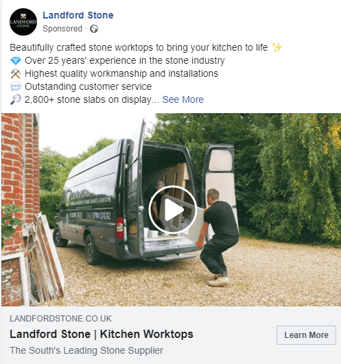 facebook video marketing for landford stone