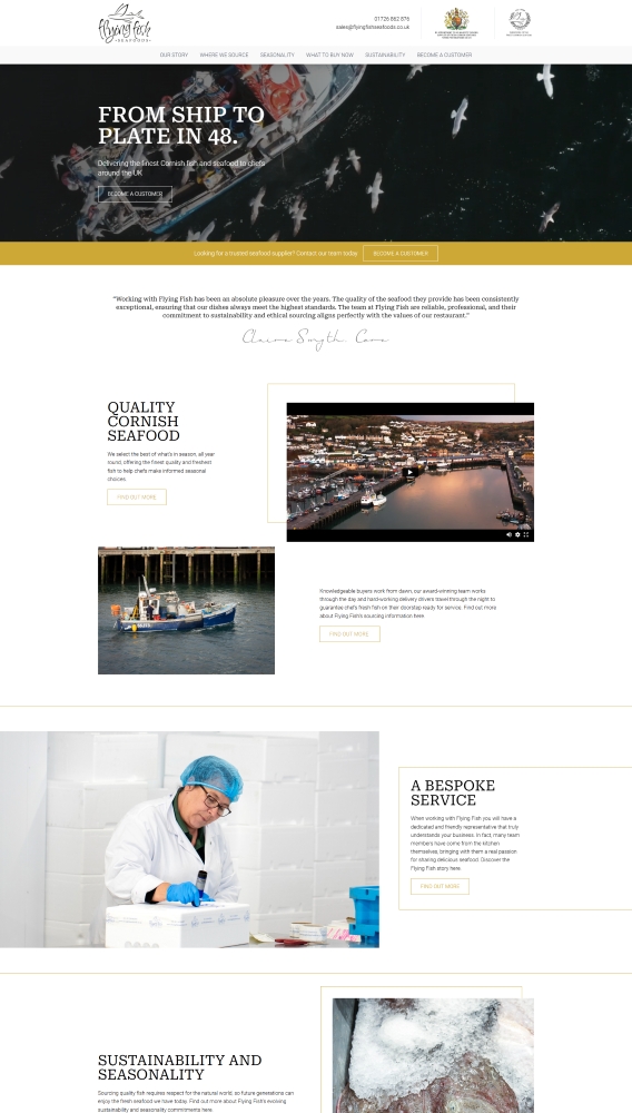 flying fish seafoods website design homepage screenshot web