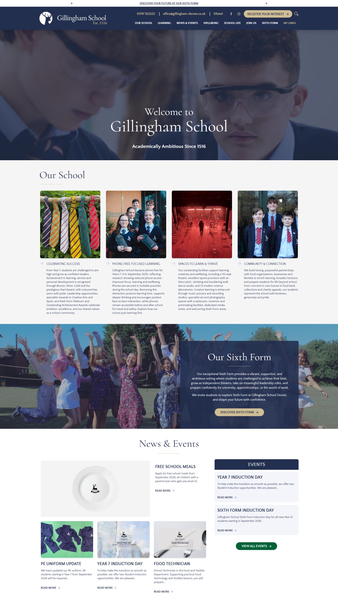 gillingham school website design homepage screenshot web