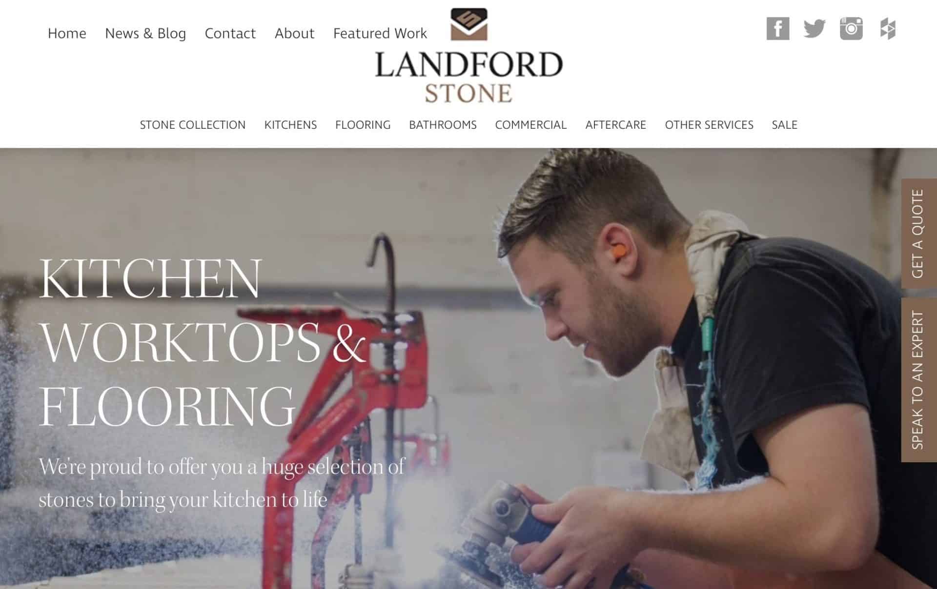 homepage website design for landford stone