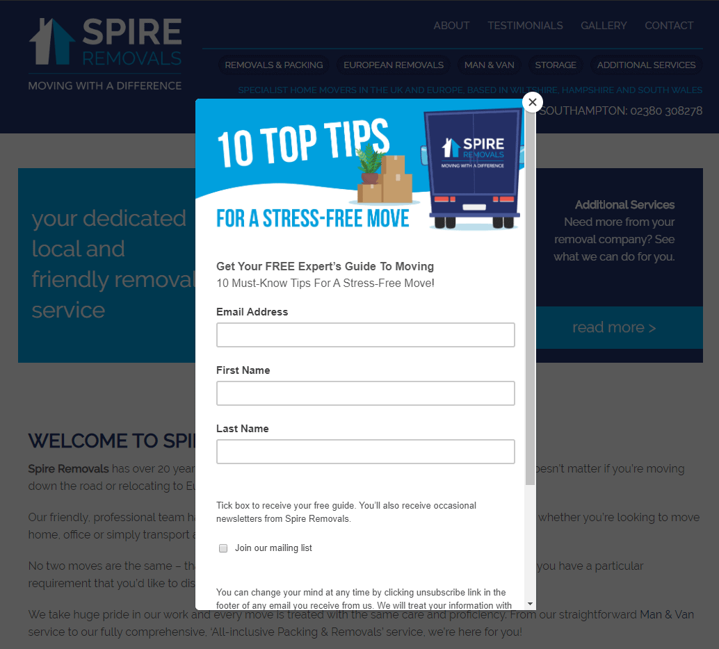 spire-removals website popup