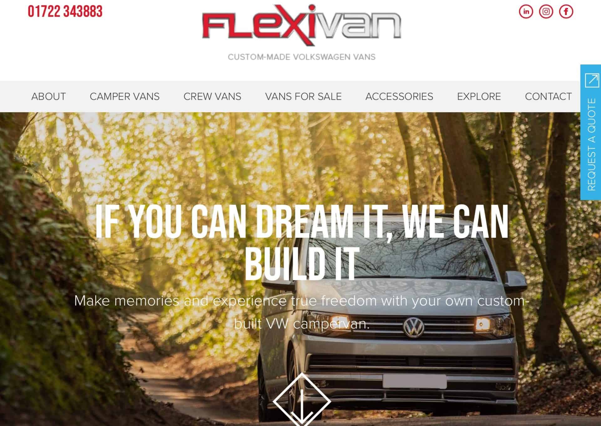 web design homepage flexivan 1b